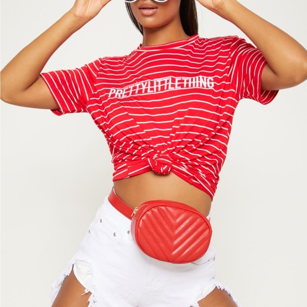 red and white striped pretty little thing t shirt